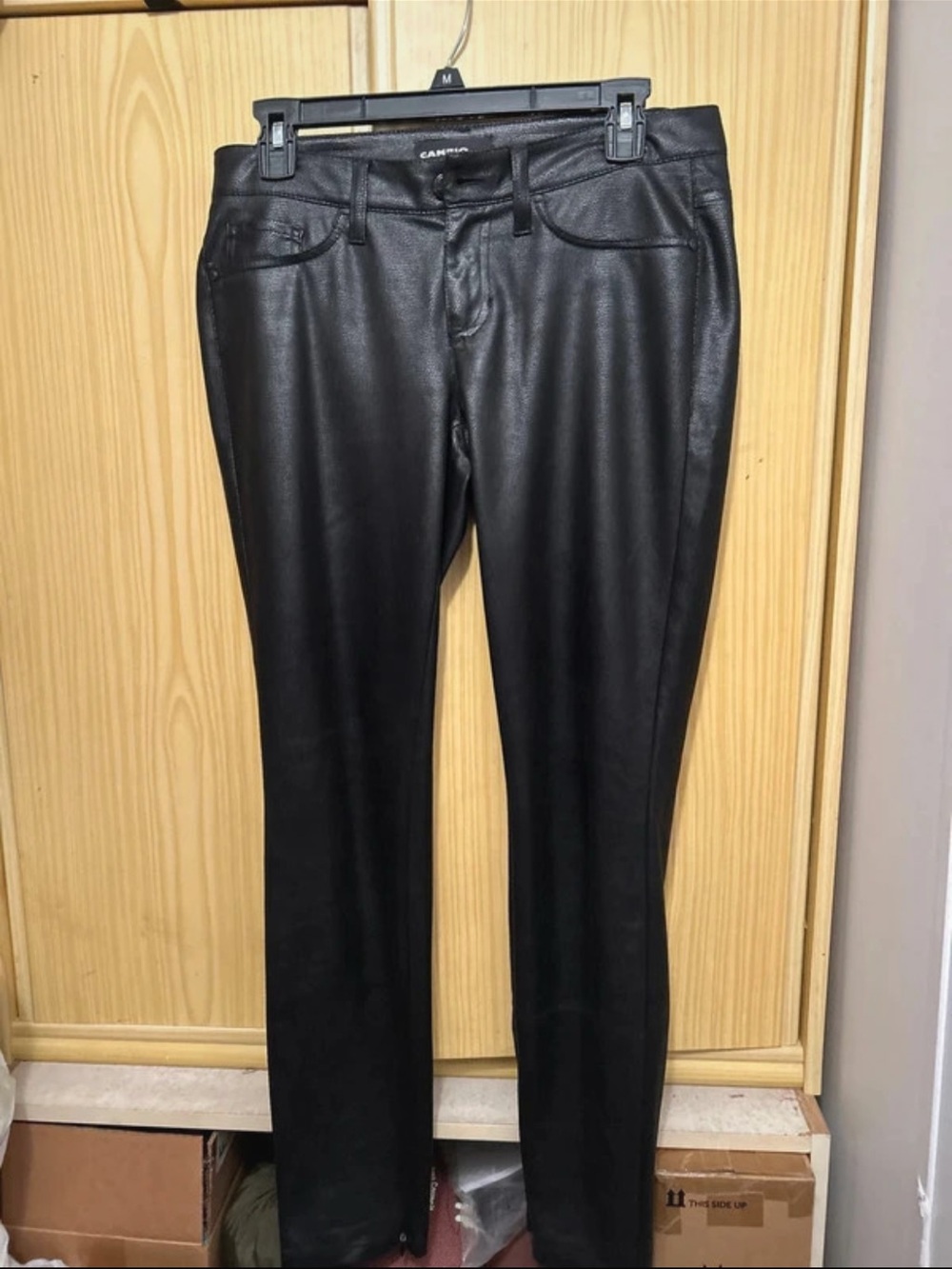 Camicissima Black Faux Leather Skinny Pants